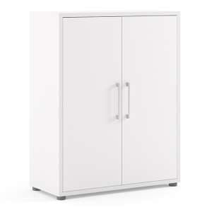 Prax 2 Doors 2 Shelves Office Storage Cabinet In White - UK