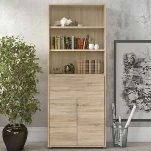 Prax Tall 2 Drawers 2 Doors Office Storage Cabinet In Oak - UK