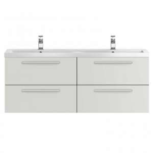 Quincy 144cm Wall Hung Vanity With Basin In Gloss Grey Mist - UK