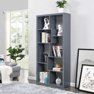 Quinto High Gloss Shelving Unit In Grey - UK