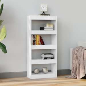 Raivos High Gloss Bookshelf And Room Divider In White - UK