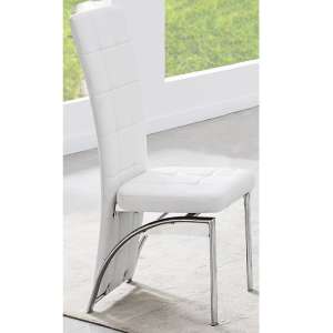 Ravenna Faux Leather Dining Chair In White With Chrome Legs - UK