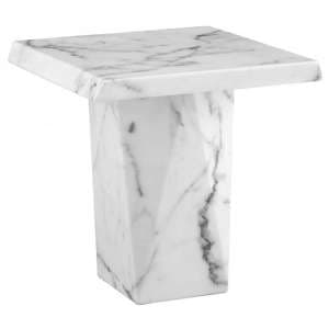 Raylyn Marble Lamp Table Square In White - UK