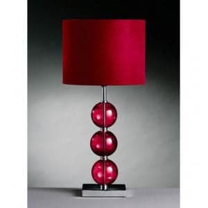 Miscona Red Fabric Shade Table Lamp With Chrome Base - UK