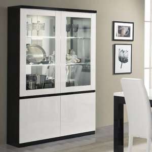 Regal Display Cabinet In Black And White With High Gloss LED - UK