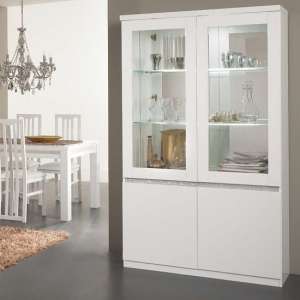 Regal Display Cabinet In White Gloss Lacquer Cromo Decor LED - UK