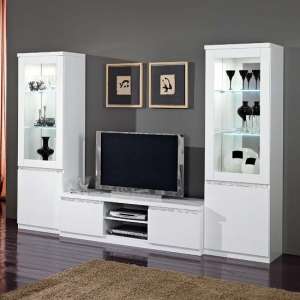 Regal Living Set In White And Gloss Lacquer Cromo Decor LED - UK