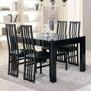 Regal Dining Table In Gloss Black With 4 Cexa Black Chairs - UK