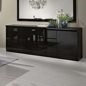Regal Sideboard In Black With High Gloss Lacquer And 3 Doors - UK