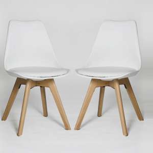 Regis Set Of 4 Dining Chairs In White With Wooden Legs - UK