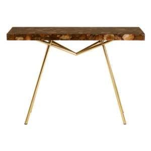 Relics Agate Stone Top Console Table With Gold Frame - UK