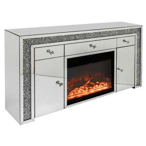 Reyn Crushed Glass Sideboard With Fire And 2 Doors 3 Drawers - UK
