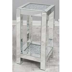 Reyn Tall Crushed Glass Top Side Table With Undershelf - UK