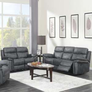 Richmond Fabric 3 And 2 Seater Sofa Suite In Charcoal Grey - UK