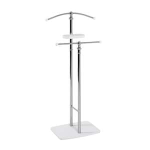 Ridgefield Metal Valet Stand In Chrome With White Wooden Base - UK