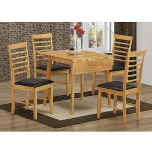 Rivero Drop Leaf Dining Table Square In Light Oak And 4 Chairs - UK