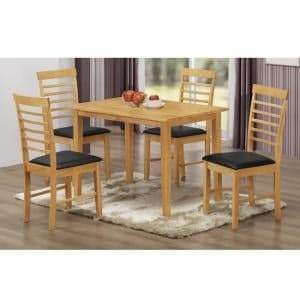 Rivero Wooden Dining Table In Light Oak With 4 Dining Chairs - UK