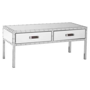 Rivota Mirrored Glass Coffee Table With 2 Drawers In Silver - UK