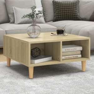 Riye Wooden Coffee Table With 2 Shelves In Sonoma Oak - UK