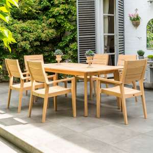 Robalt Extending Dining Table With 6 Stacking Chair In Natural - UK