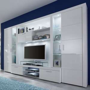 Roma Entertainment Unit White With High Gloss Fronts And LED - UK