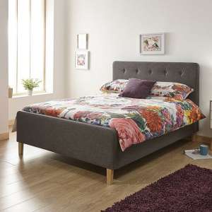 Alkham Double Size Fabric Ottoman Storage Bed In Grey - UK
