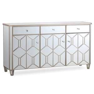 Rose Mirrored Sideboard With 3 Doors And 3 Drawers In Silver - UK