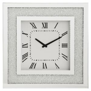 Rubis Mirrored Glass Square Wall Clock In Silver - UK