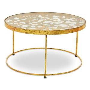 Mekbuda Round Clear Glass Top Coffee Table With Gold Frame - UK