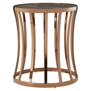 Saclateni Black Marble Top Side Table With Rose Gold Base - UK