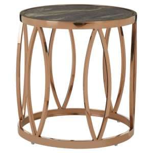 Saclateni Black Marble Top Side Table With Rose Gold Frame - UK
