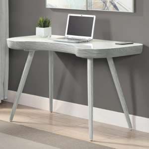 Sacramento Super White Glass Top Laptop Desk In Grey - UK