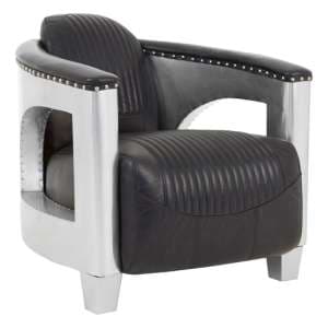 Sadalmelik Upholstered Faux Leather Armchair In Black - UK