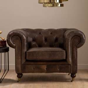 Sadalmelik Upholstered Faux Leather Armchair In Dark Grey - UK