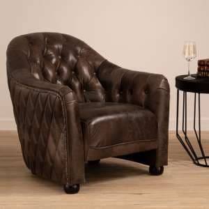 Sadalmelik Upholstered Faux Leather Armchair In Grey - UK