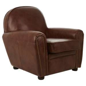 Sadalmelik Upholstered Faux Leather Classic Armchair In Brown - UK