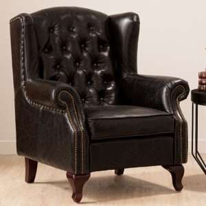 Sadalmelik Upholstered Leather Armchair In Black - UK