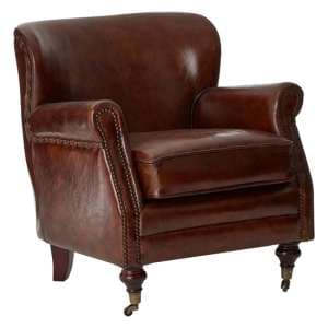 Sadalmelik Upholstered Leather Classic Armchair In Mocha Brown - UK