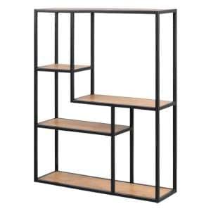 Salvo Bookcase 3 Wooden Shelves Tall With Black Metal Frame - UK