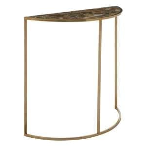 Sauna Half Moon Black Agate Console Table With Gold Frame - UK
