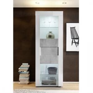 Santino Display Cabinet In White High Gloss And Grey With LED - UK
