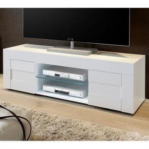 Santino TV Stand In White High Gloss With 2 Doors - UK