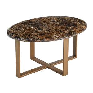 Satria Crystal Stone Coffee Table Oval In Sienna - UK