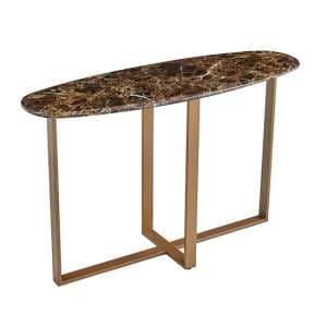 Satria Crystal Stone Console Table Oval In Sienna - UK