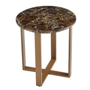 Satria Crystal Stone End Table Round In Sienna - UK