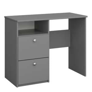 Satria Kids Wooden Wooden Computer Desk With 2 Drawers In Grey - UK
