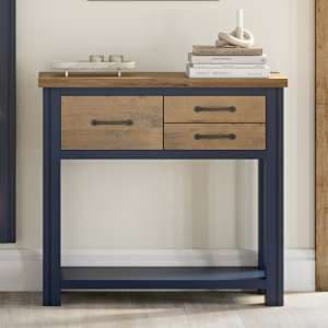 Savona Wooden Console Table With 3 Drawers In Blue - UK