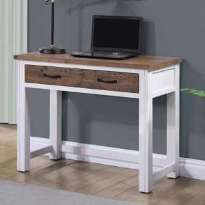 Savona Wooden Hidden Laptop Desk In Oak And White - UK