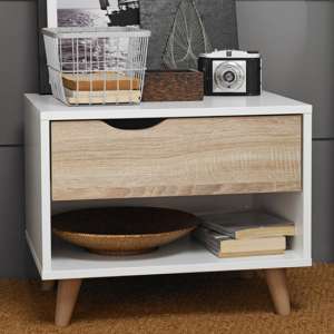 Selkirk Wooden Bedside Cabinet In Matt White And Oak - UK
