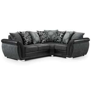 Sharon Fabric Corner Sofa Right Hand In Black And Grey - UK